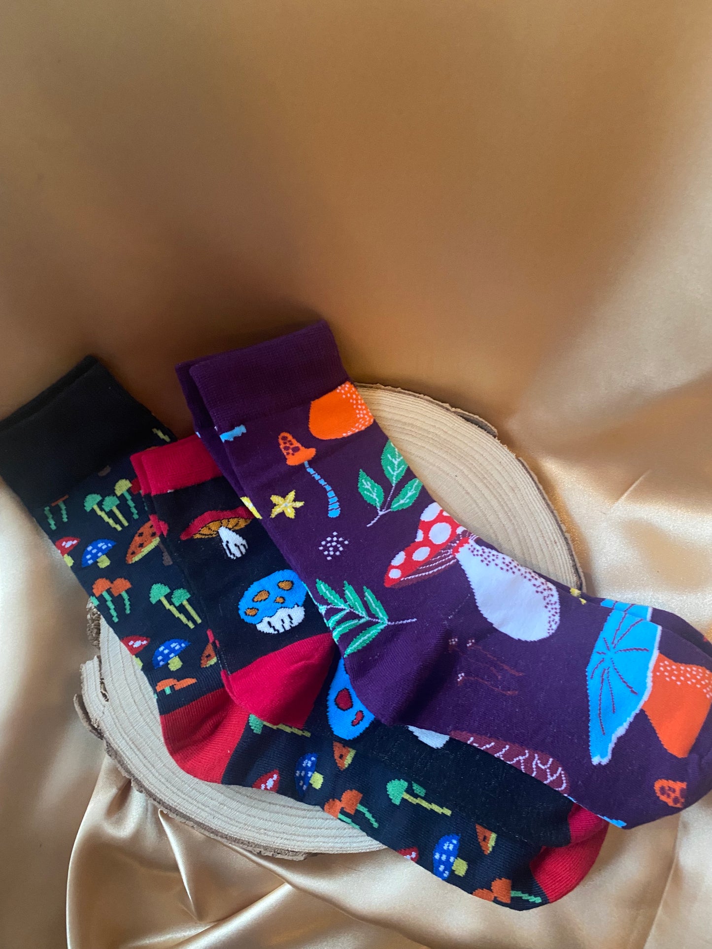 Black/Blue Mushroom Socks