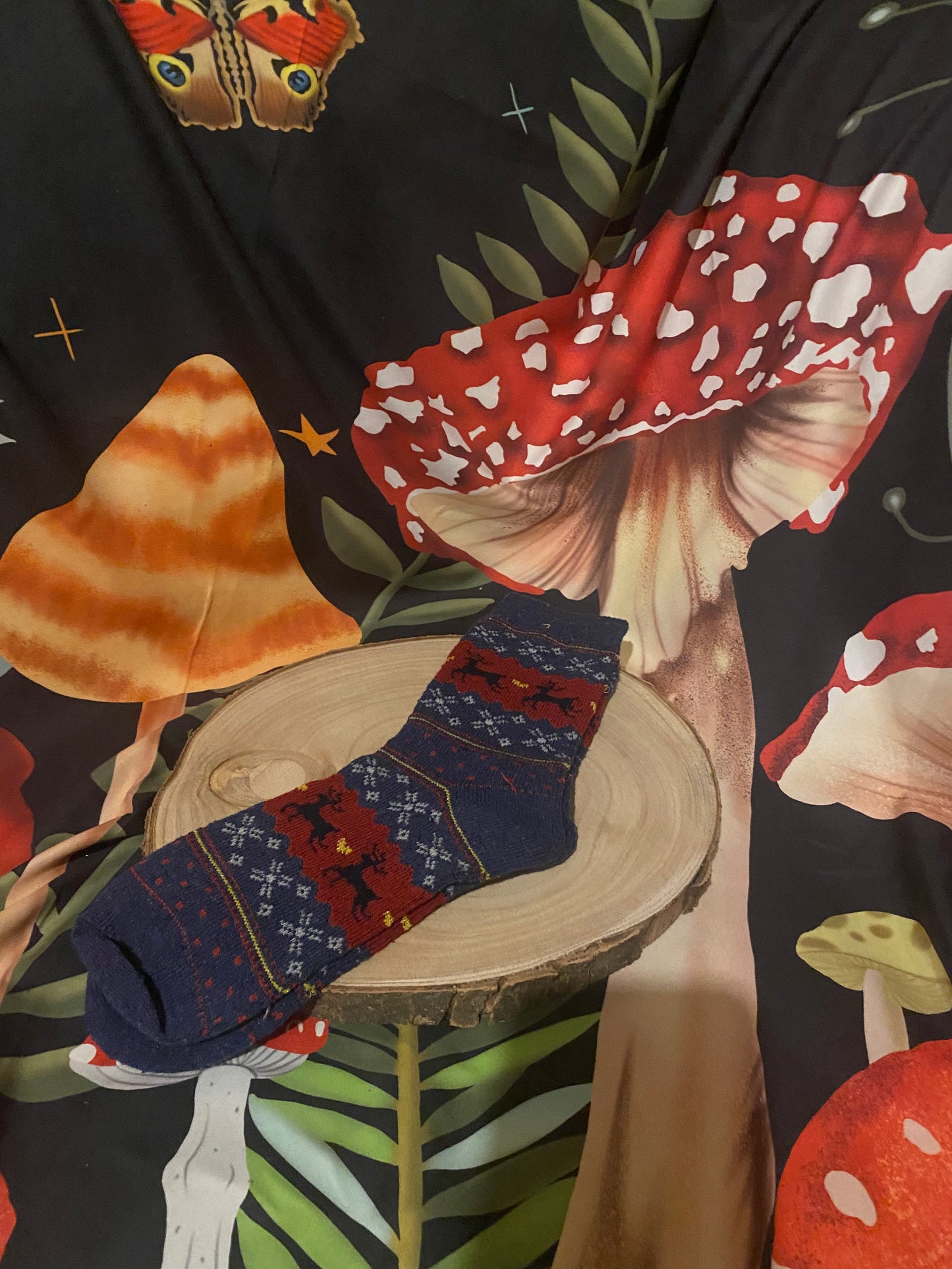 One random Pair of Warm & Cosy Elk Print Socks for Women (one size)