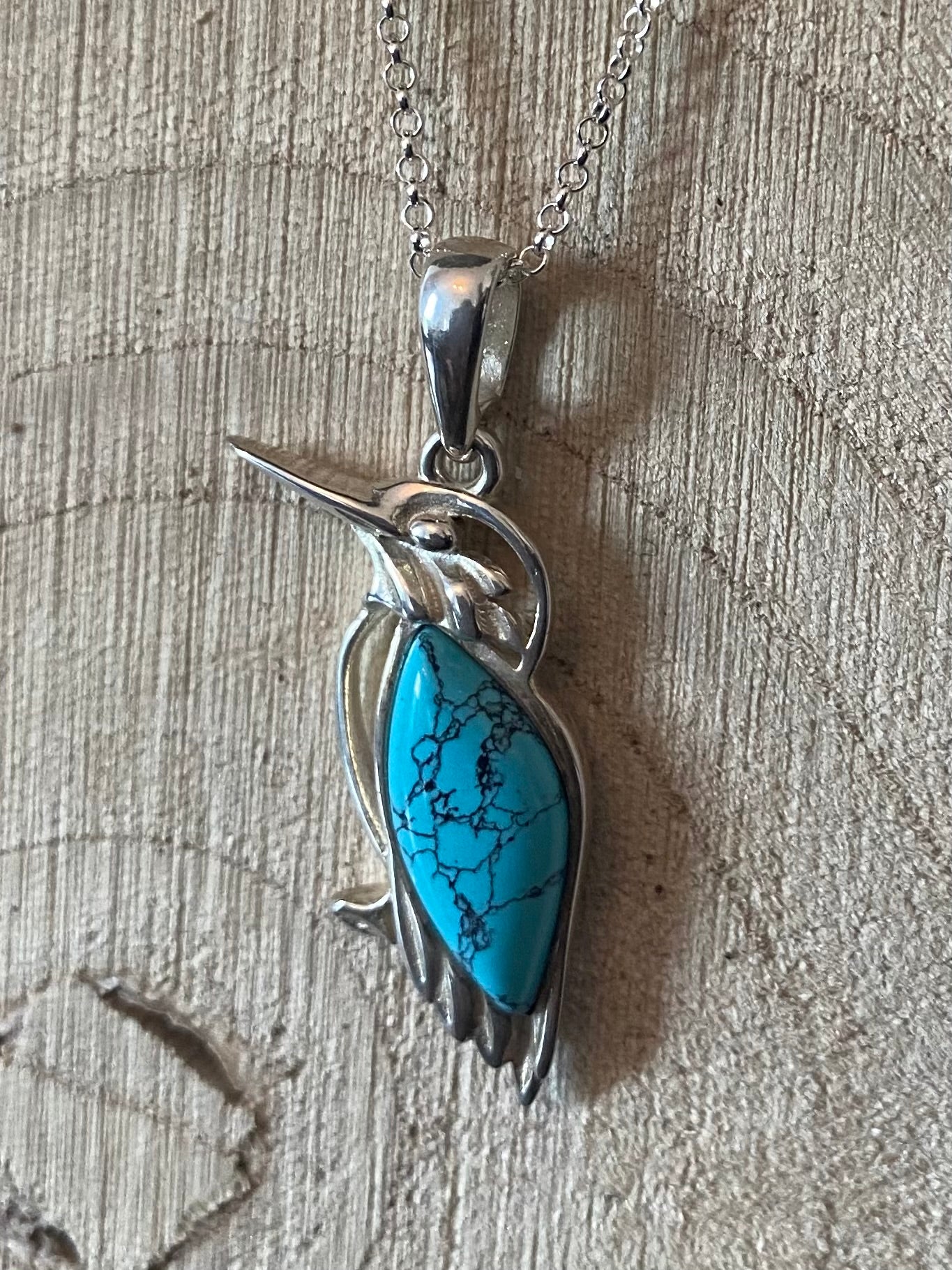 925 Silver & Turquoise Kingfisher Pendant