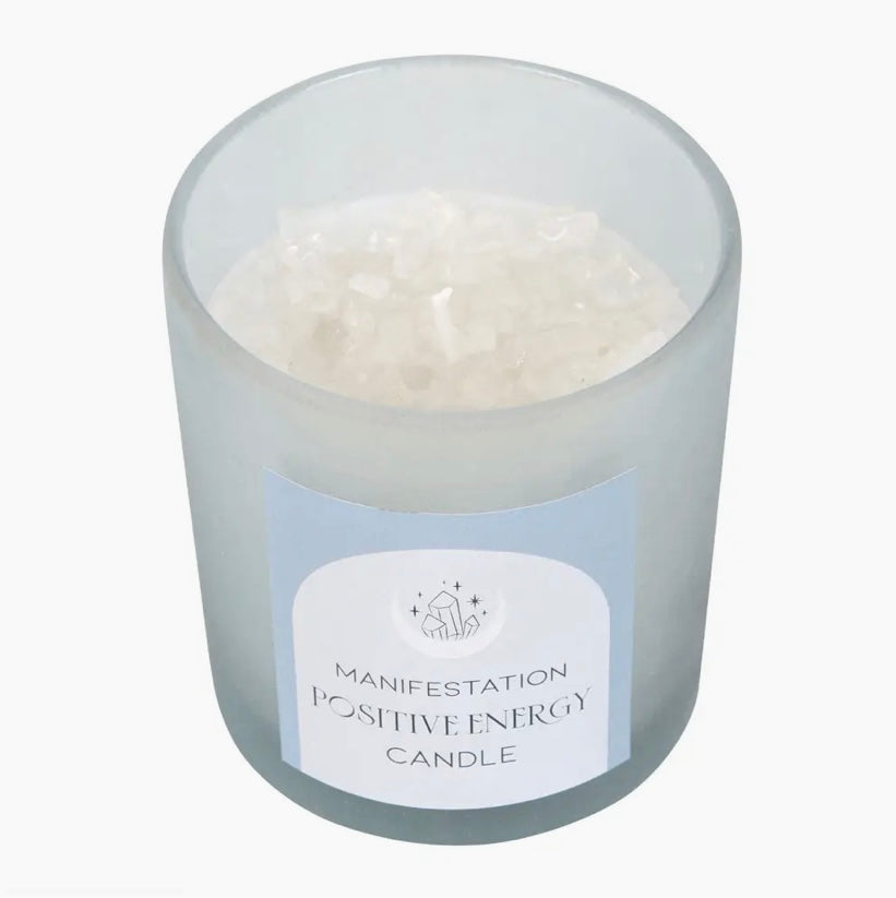 Positive Energy White Sage Crystal Chip Candle