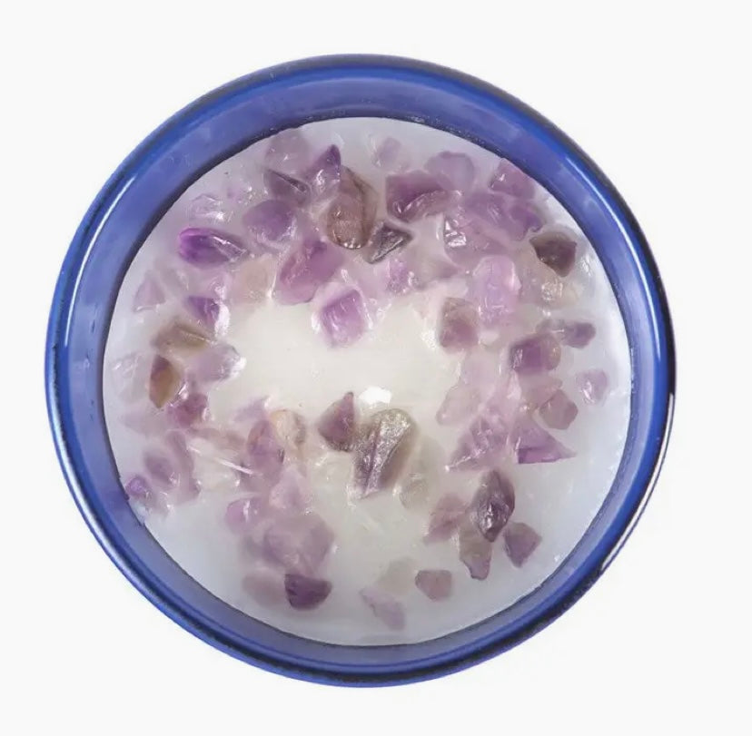The Moon Amethyst Crystal Chip Candle