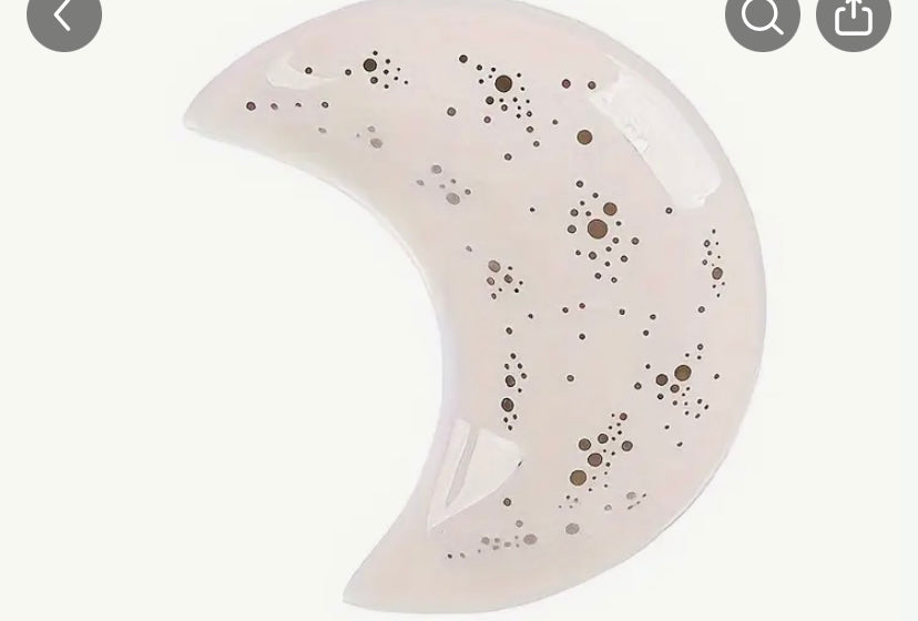 White Crescent Moon Trinket Dish with Gold Specks