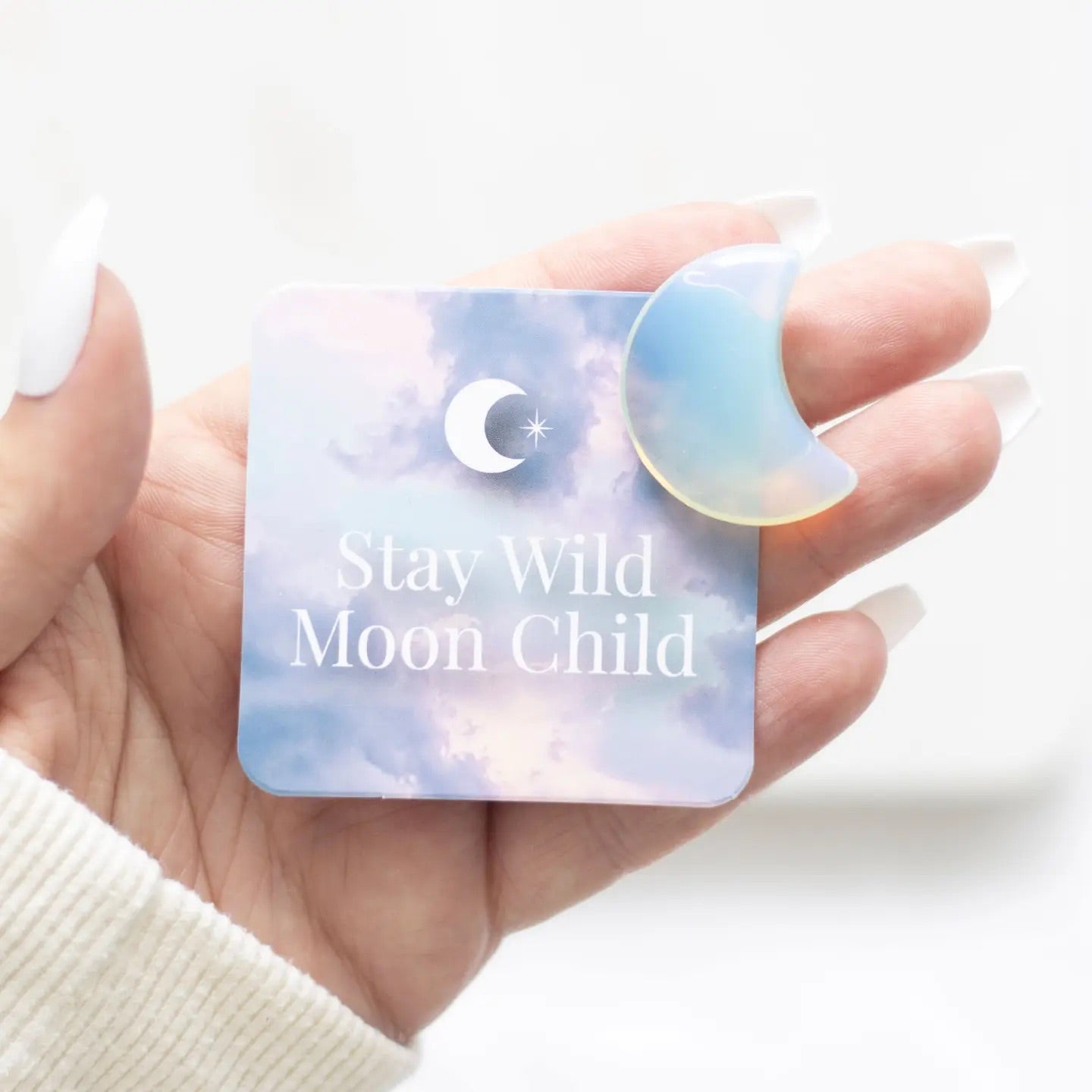 Stay Wild Moon Child Opalite Crystal Moon in a Bag