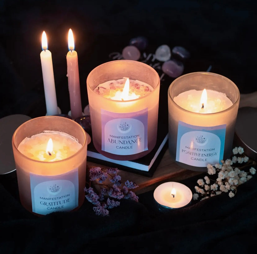 Positive Energy White Sage Crystal Chip Candle