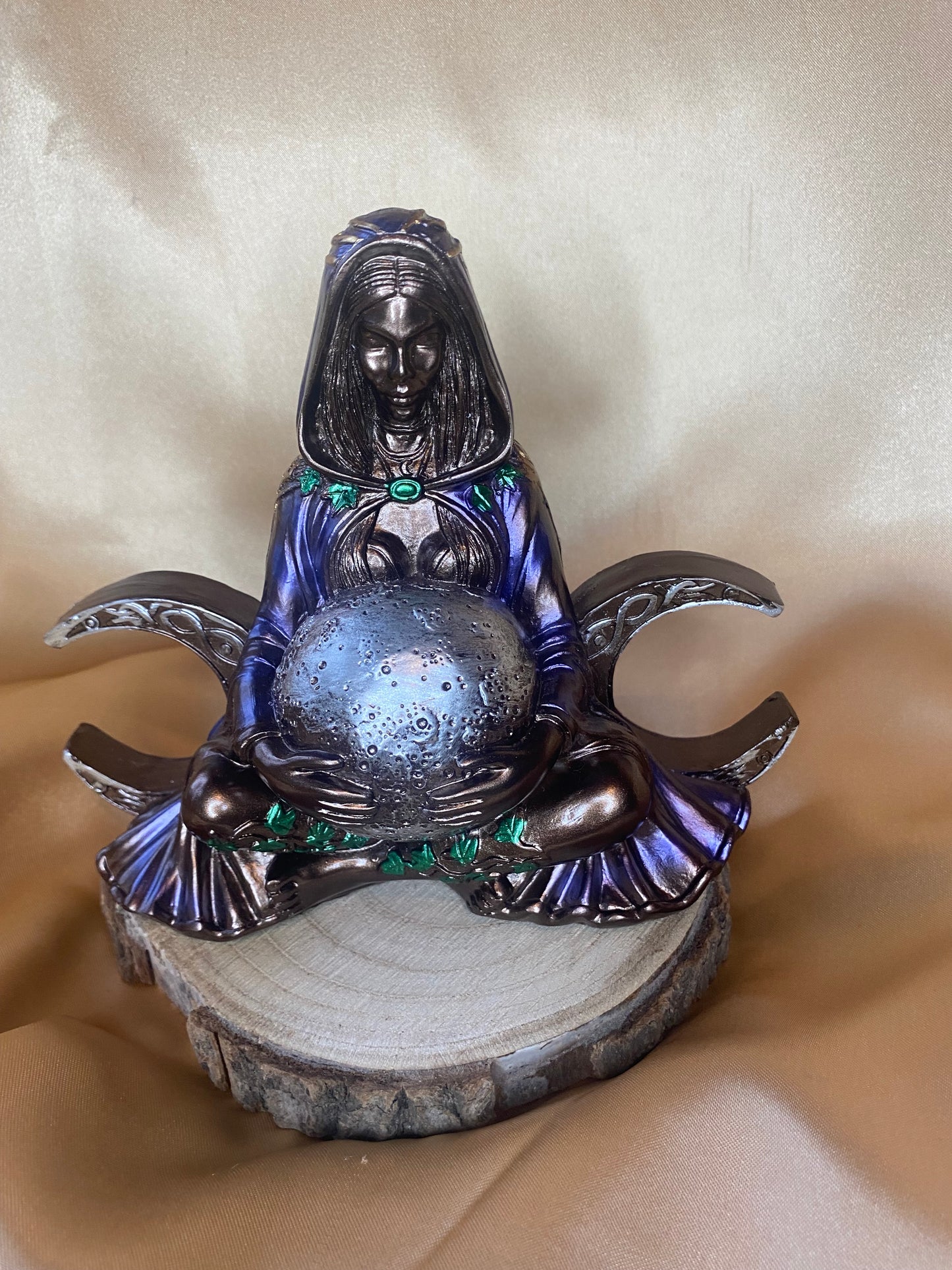 Triple Moon Goddess Resin Statue