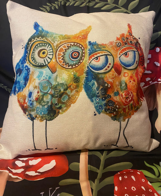 Bug Art Colourful Owls Cushion