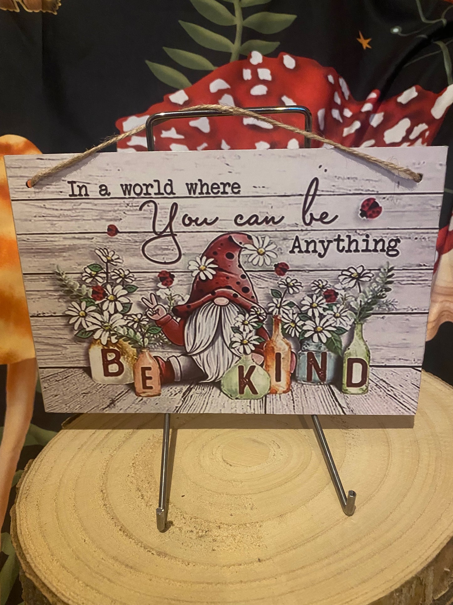 “Be Kind” Wooden Gnome Sign