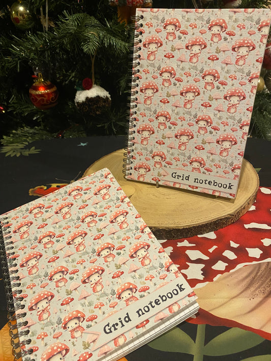 Mouse In Mushroom Hat Grid Notebook
