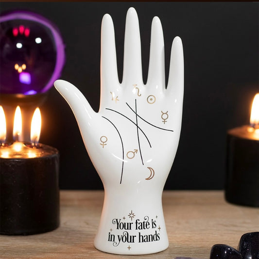 White Ceramic Palmistry Hand Ornament