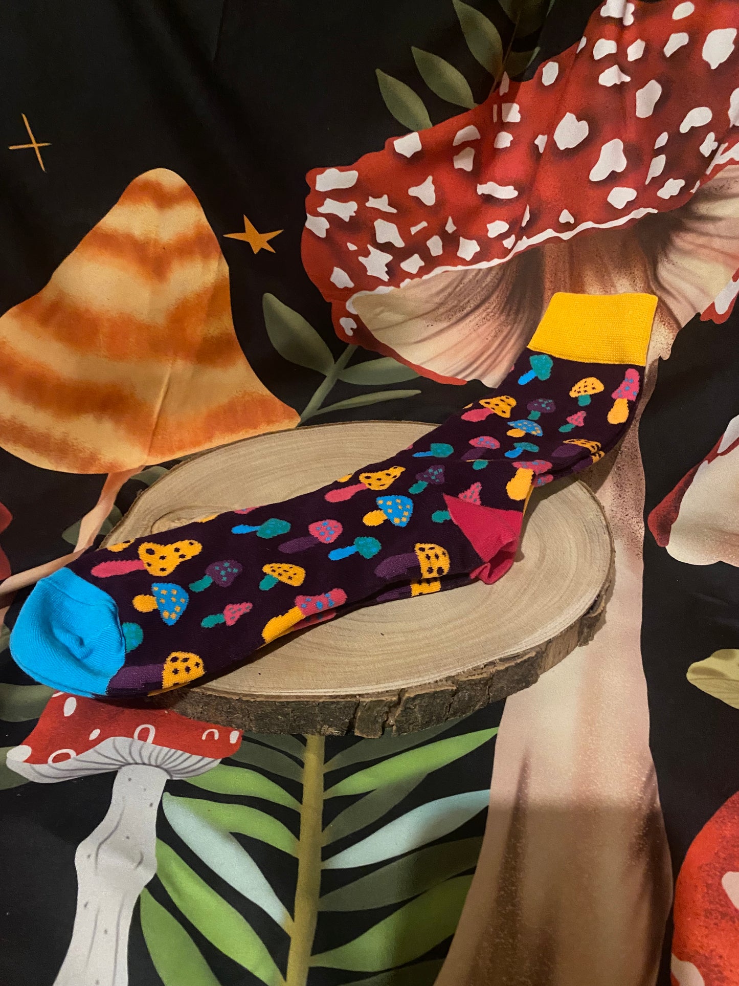 Funky Colourful Mushroom Socks for Men U.K. size 7-11