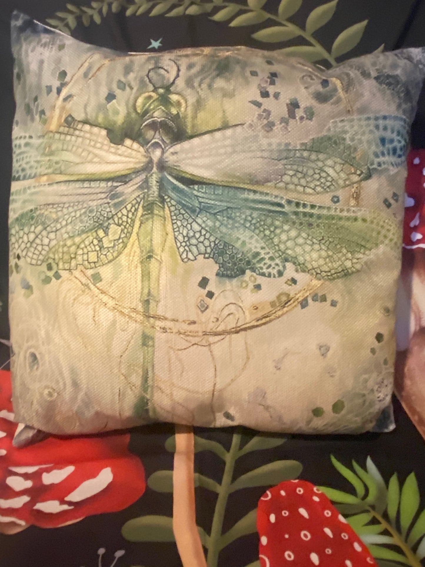 Blue & Green Dragonfly Cushion
