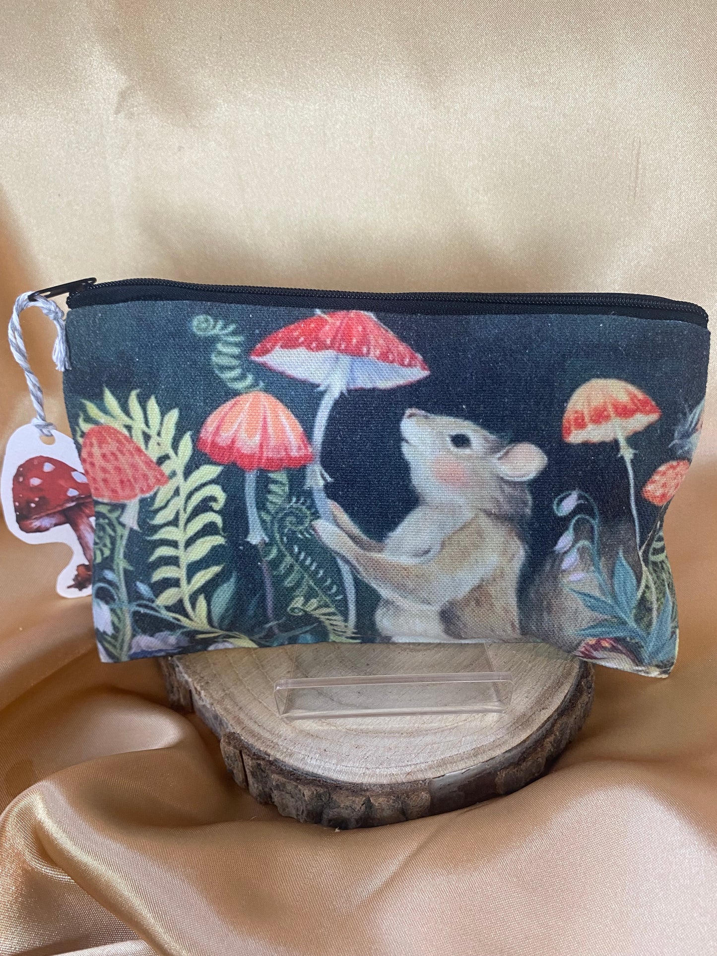 Squirrel & Mushroom Cosmetic/Tarot Bag