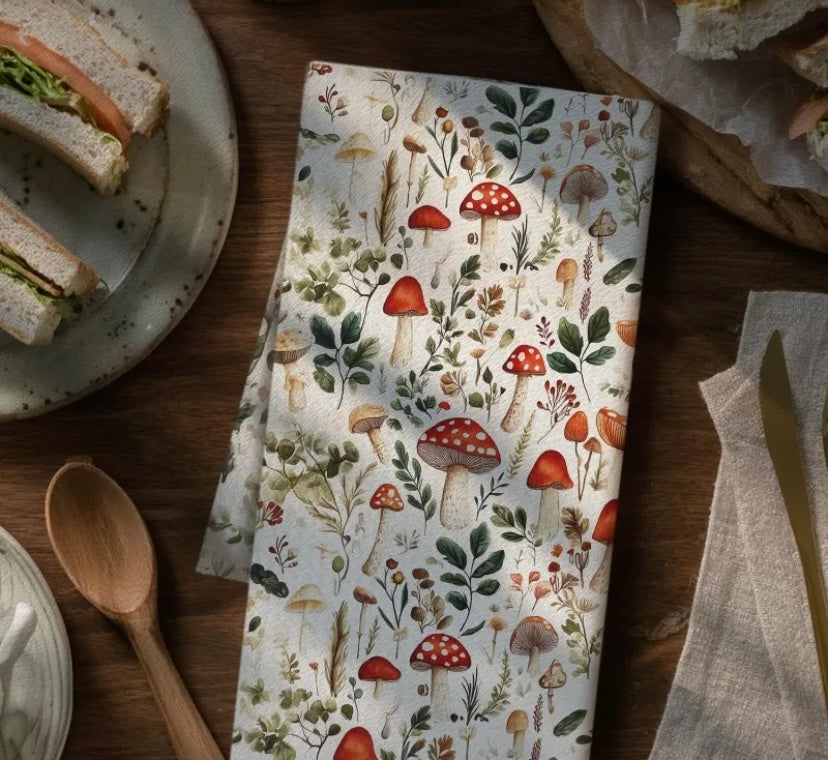 Mushroom and Wildflower Tea Towels