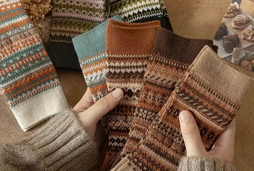 Mid-Calf Socks - Vintage Tribal Pattern