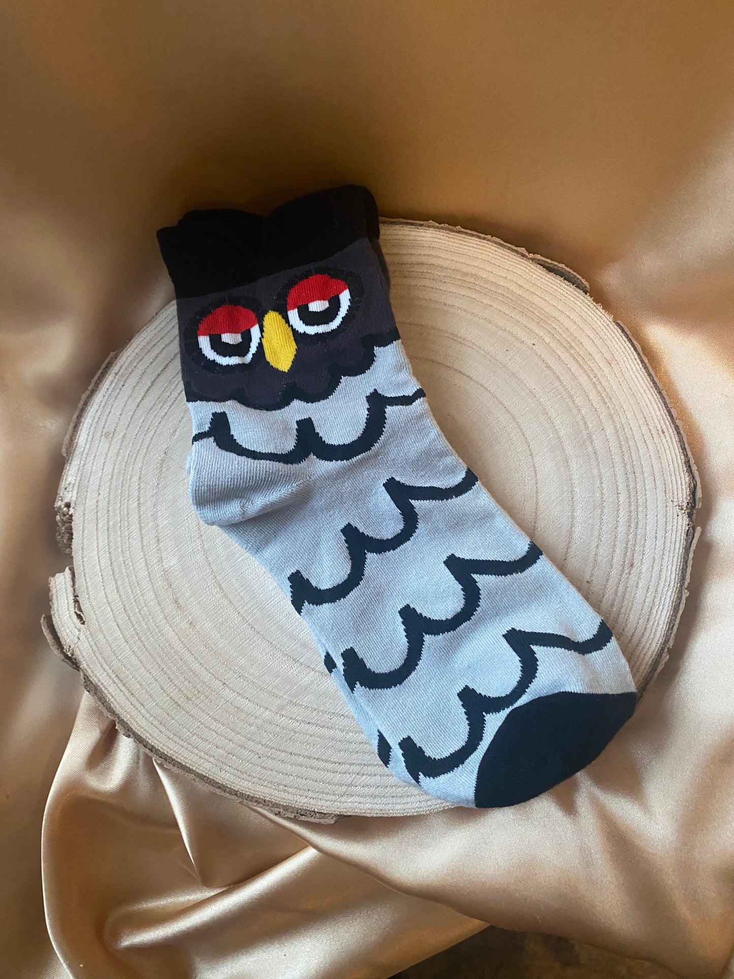 Grey/Black Owl Socks