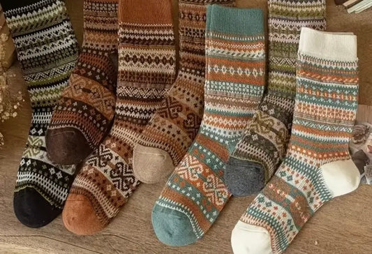 Mid-Calf Socks - Vintage Tribal Pattern