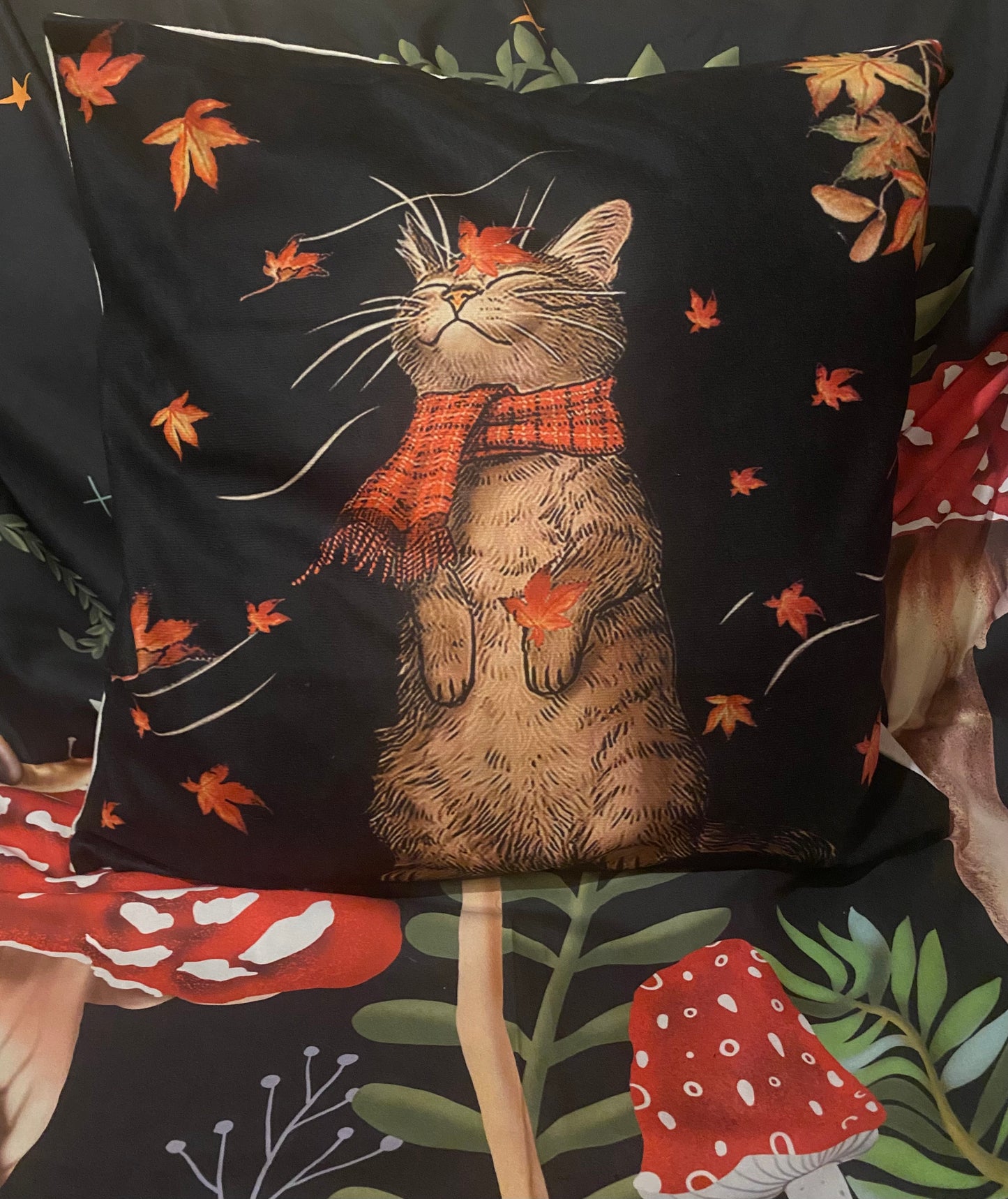 Cute Cat in Red Scarf Cushion