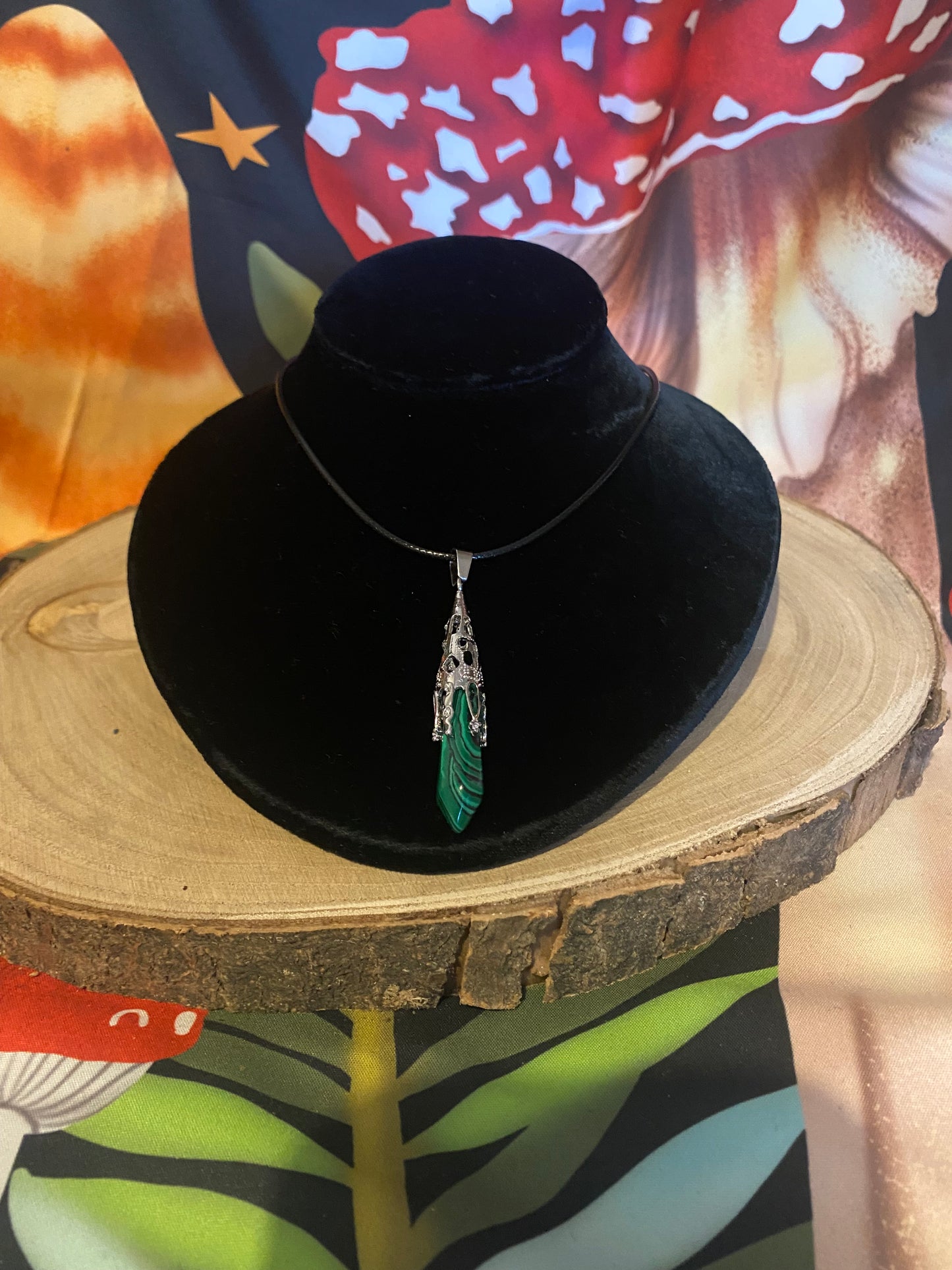 Malachite Crystal Pendulum Necklace