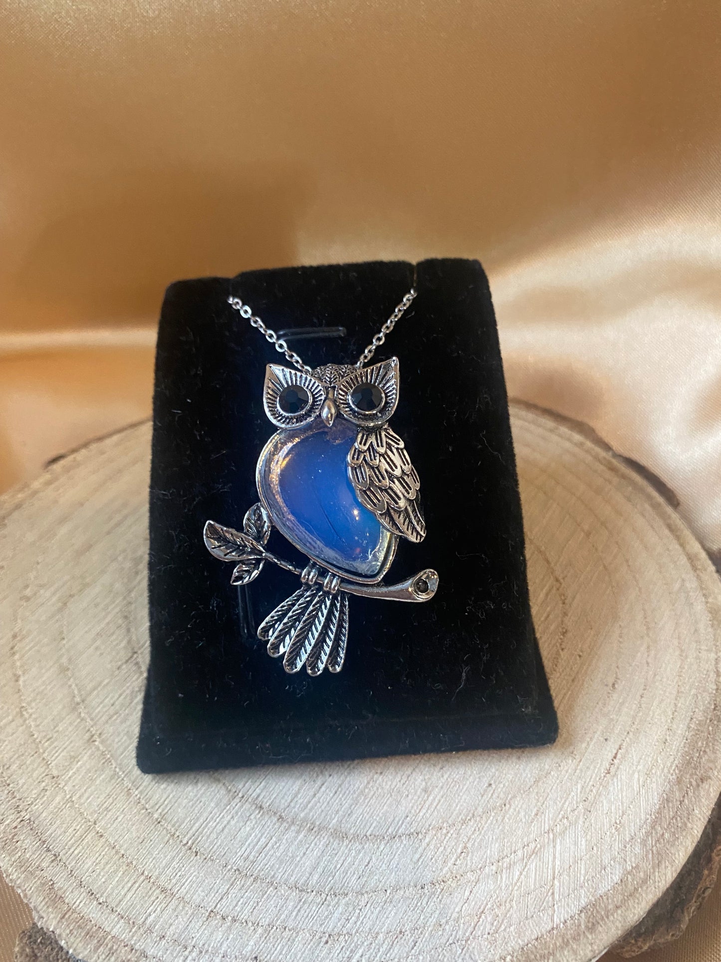 Opalite Crystal Owl Pendant Necklace