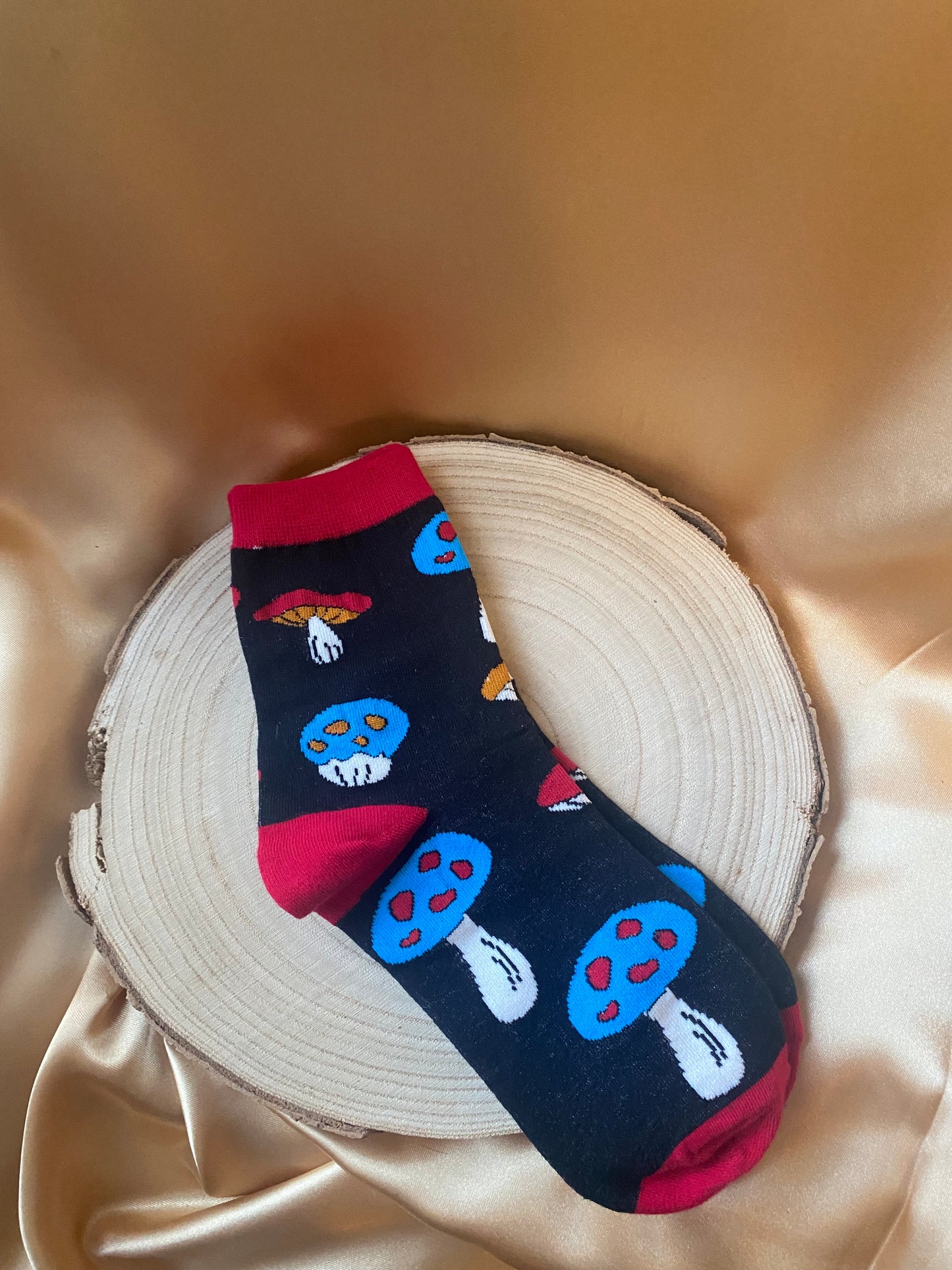Black/Blue Mushroom Socks
