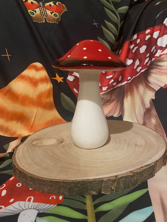 Red Ceramic Mushroom, 16.5cm