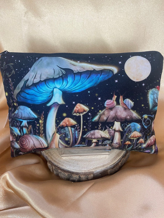 Blue Mushroom & Snail Cosmetic/Tarot Bag