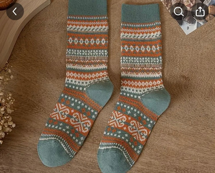 Mid-Calf Socks - Vintage Tribal Pattern