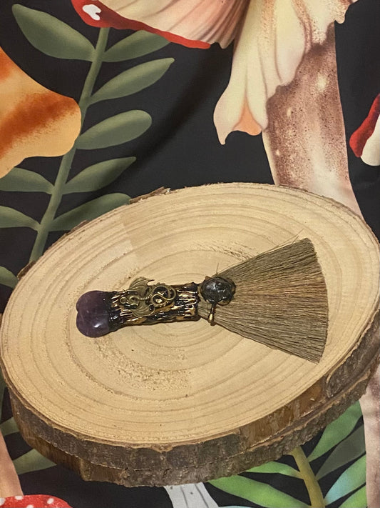 Amethyst Crystal Witches Altar Broom