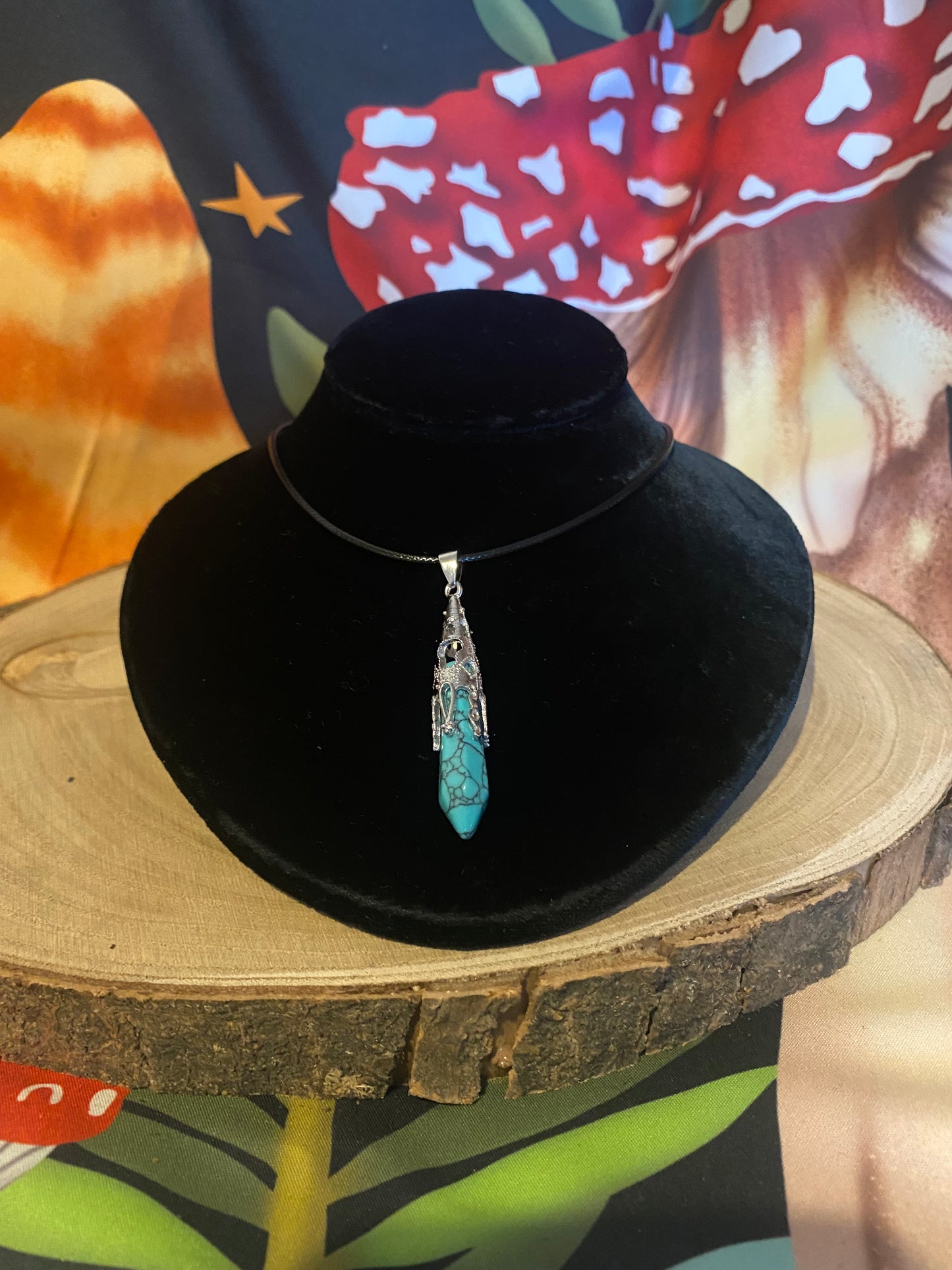 Turquoise Crystal Pendulum Necklace