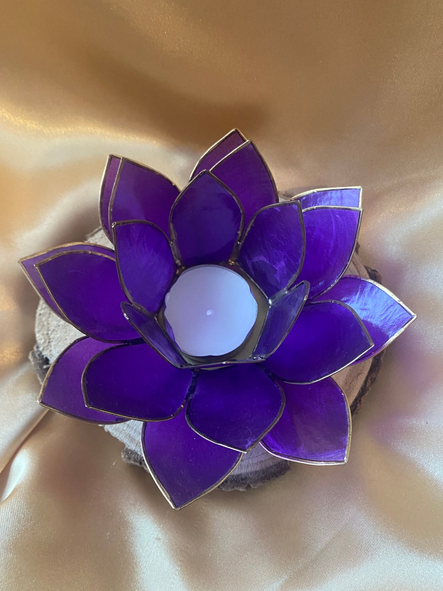Deep Purple Lotus Flower Tea light Holder