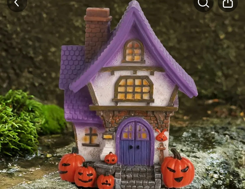 Purple Roof Pumpkin House Incense Burner