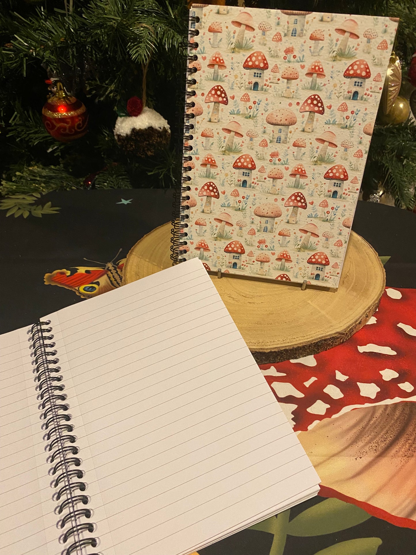 White Toadstool House Lined Notebook